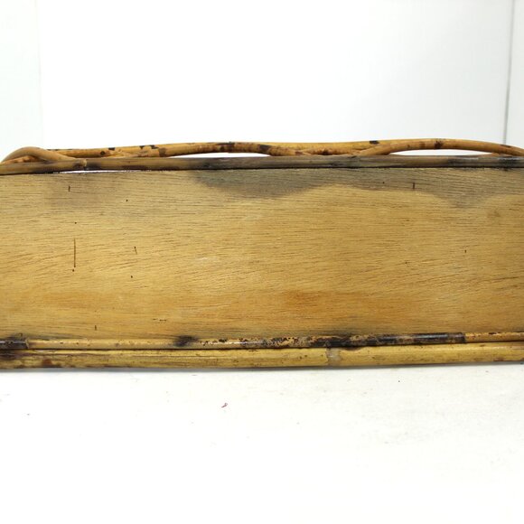 Vintage 1970's Bamboo Aged Wall Shelf Round Mirror Boho Retro As-Is - Picture 8 of 10